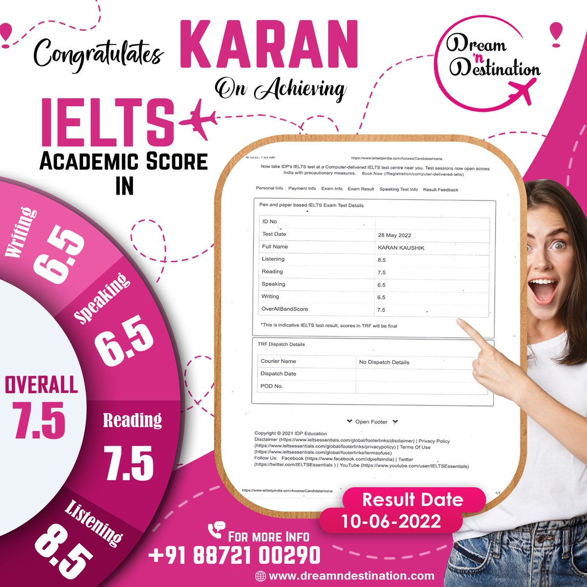 dreamndestinat2's tweet image. 🥳🤩 Heartiest Congratulation to KARAN 🥳
👉 Overall 7.5 Bands achieved in #IELTS in the first attempt itself
👉 Call us or visit us:
☎️ 088721 00290
🌐 dreamndestination.com
#ieltsexamstips #ielts_course #ielts_mock_test #preielts #ieltsclassesonline #ieltsteaching