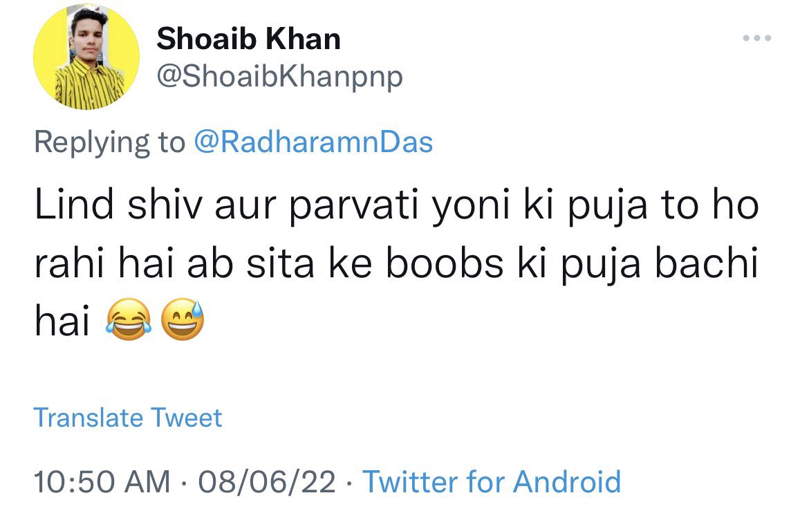जब ग़ुस्ताख़ ए रसूल की एक ही सज़ा है जो है - सर तन से जुदा, तो ग़ुस्ताख़ ए शिव जी, ग़ुस्ताख़ ए पार्वती जी, ग़ुस्ताख़ ए सीता जी की क्या सज़ा है??? @asadowaisi @PMOIndia @AmitShah @myogiadityanath @narendramodi https://t.co/rGHIr7K5D8