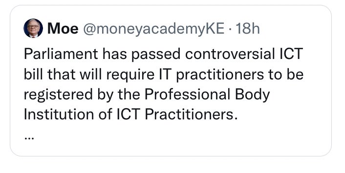 As per the ICT practitioners Bill, I’m unqualified to be an IT practitioner 🤦🏾‍♂️

Which African countries should we  consider migrating to?