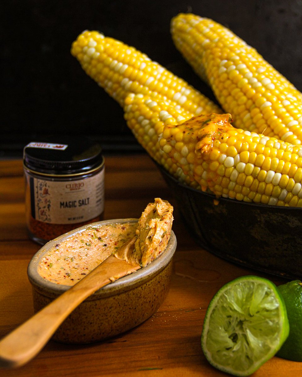 curiospice's tweet photo. Magic Salt Butter delivers bright, fresh flavor with a hint of heat that is ๐pure ๐magic on grilled corn, but you're gonna want to slather this on everything! https://t.co/kGati5ZMTO #butter #compoundbutter #allthingsbutter #buttertok #cornonthecob #corn #๐ฝ #easyrecipe #snack https://t.co/zFETDFzO3V