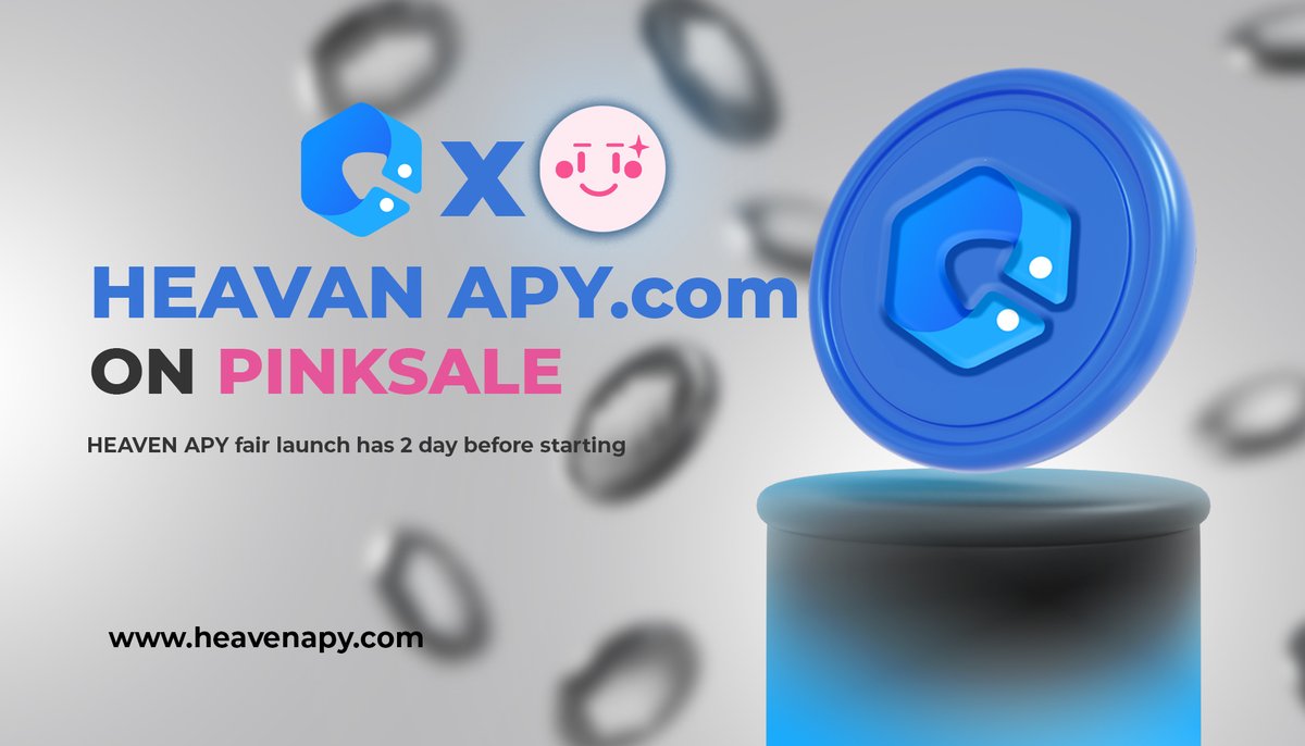 Heaven APY Fair Launch😍
02 day for Fair Launch on #PinkSale 👍

👇👇👇
pinksale.finance/launchpad/0x29…

#Heaven  #FairLaunching #BSC #BSCGems #BSCGem #BSCGemsAlert #DeFi #investment #passiveincome  #APY
