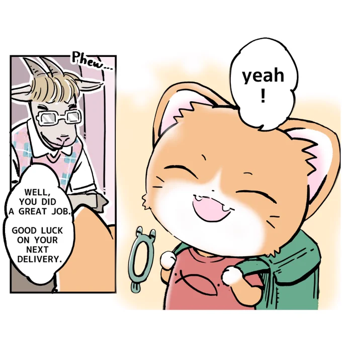 #DeliveryKittenUnyan
Unyan managed to finish the job.😸Now, what's the tip?
(The previous story is the link below👇) 