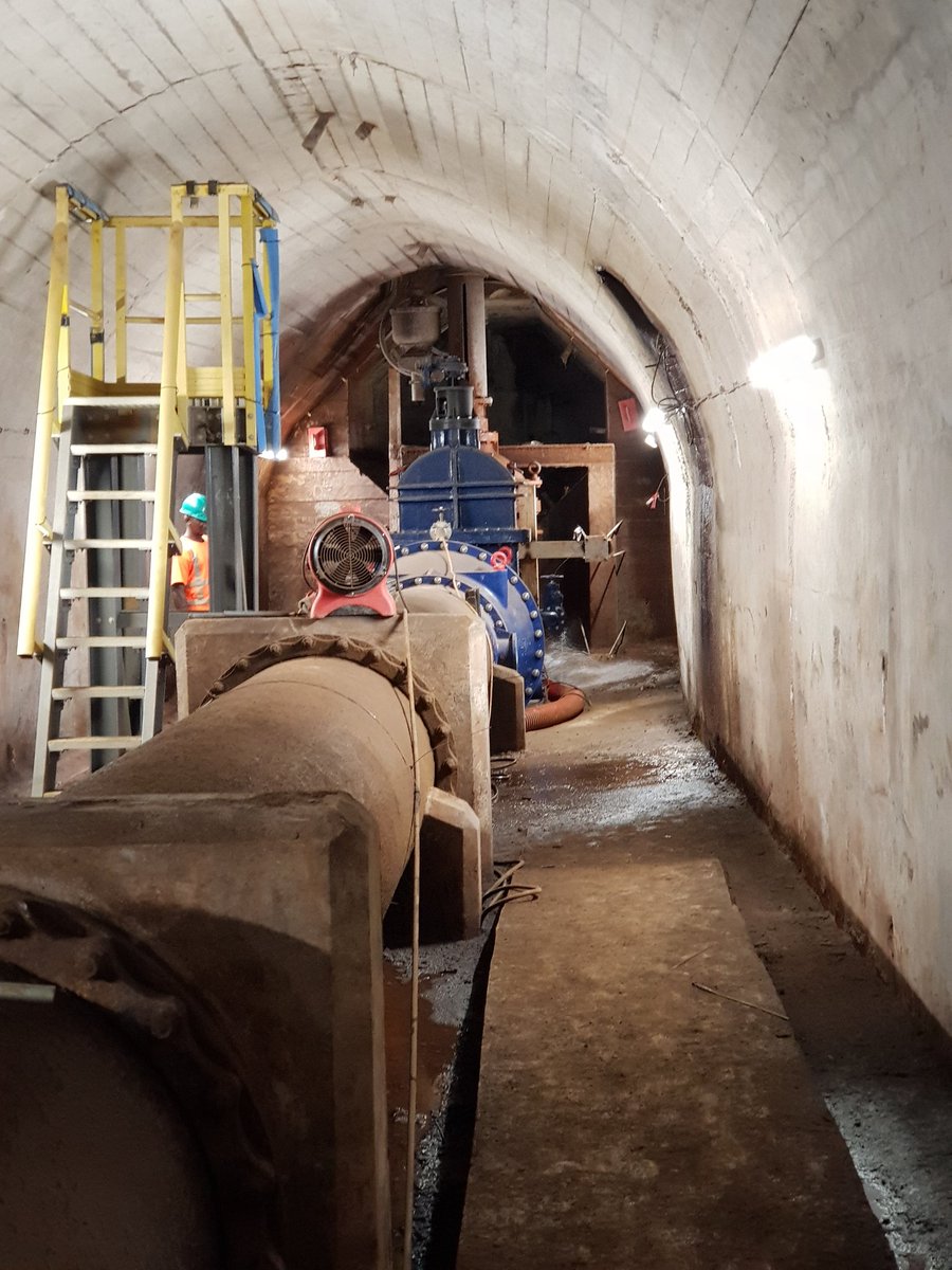 KobiBentley's tweet photo. Pleased to see the #UKAid funded rehabilitation work at Guma Dam almost complete! The new scour valve is in place, saving 6m litres of water a day previously lost to leaks & the water level is 4ft higher than normal for time of year. Great job #GVWC, @BAMNuttall, @IMC_Worldwide! https://t.co/hUS97yWJF4
