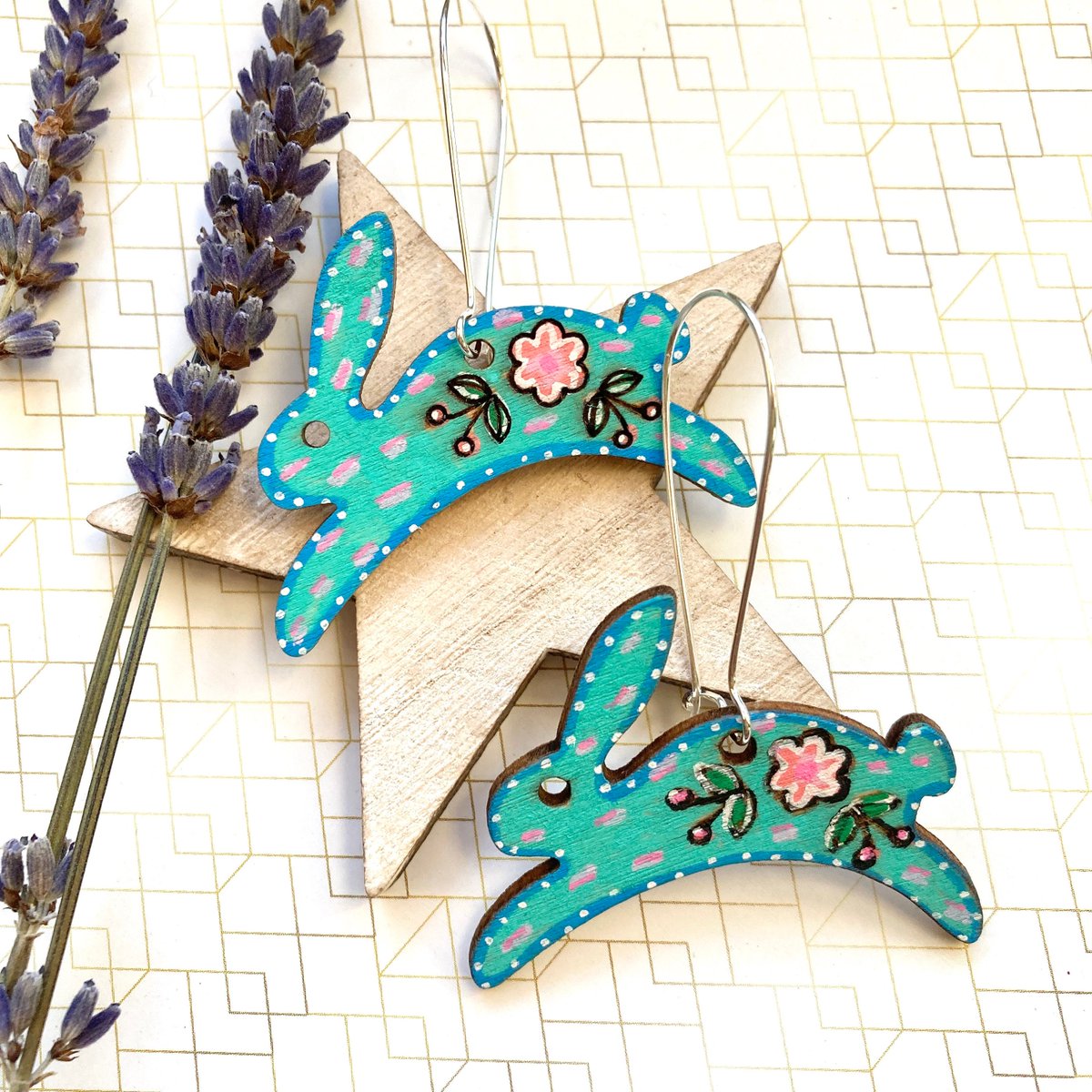 buck_lj's tweet photo. Bunny Rabbit Earrings, Statement Drop Earrings, Wood Folk Art Rabbits, Leaping Rabbit Earrings, Animal Earrings. https://t.co/r6Hq7aXgei #Slumbermonkey #Etsy #LeapingRabbit https://t.co/MdQHRvcpoJ