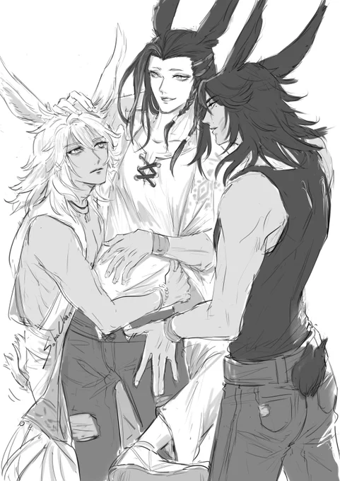 Some self indulgent art for my WoL. Happy pride to him #NiravDark #MaleViera #MyWoL #FFXIVART 