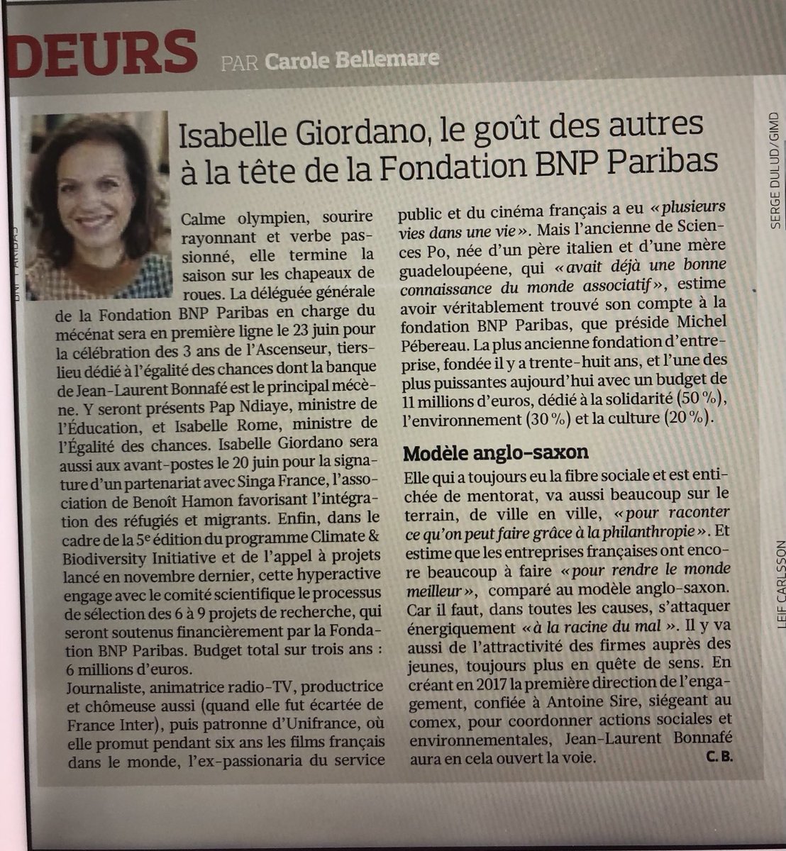 Beau portrait d’⁦<a href="/GiordanoIsabel/">Isabelle Giordano</a>⁩ qui traduit bien ses convictions quant au rôle essentiel que les entreprises peuvent, et doivent, avoir dans l’amélioration de notre société et de la planète!