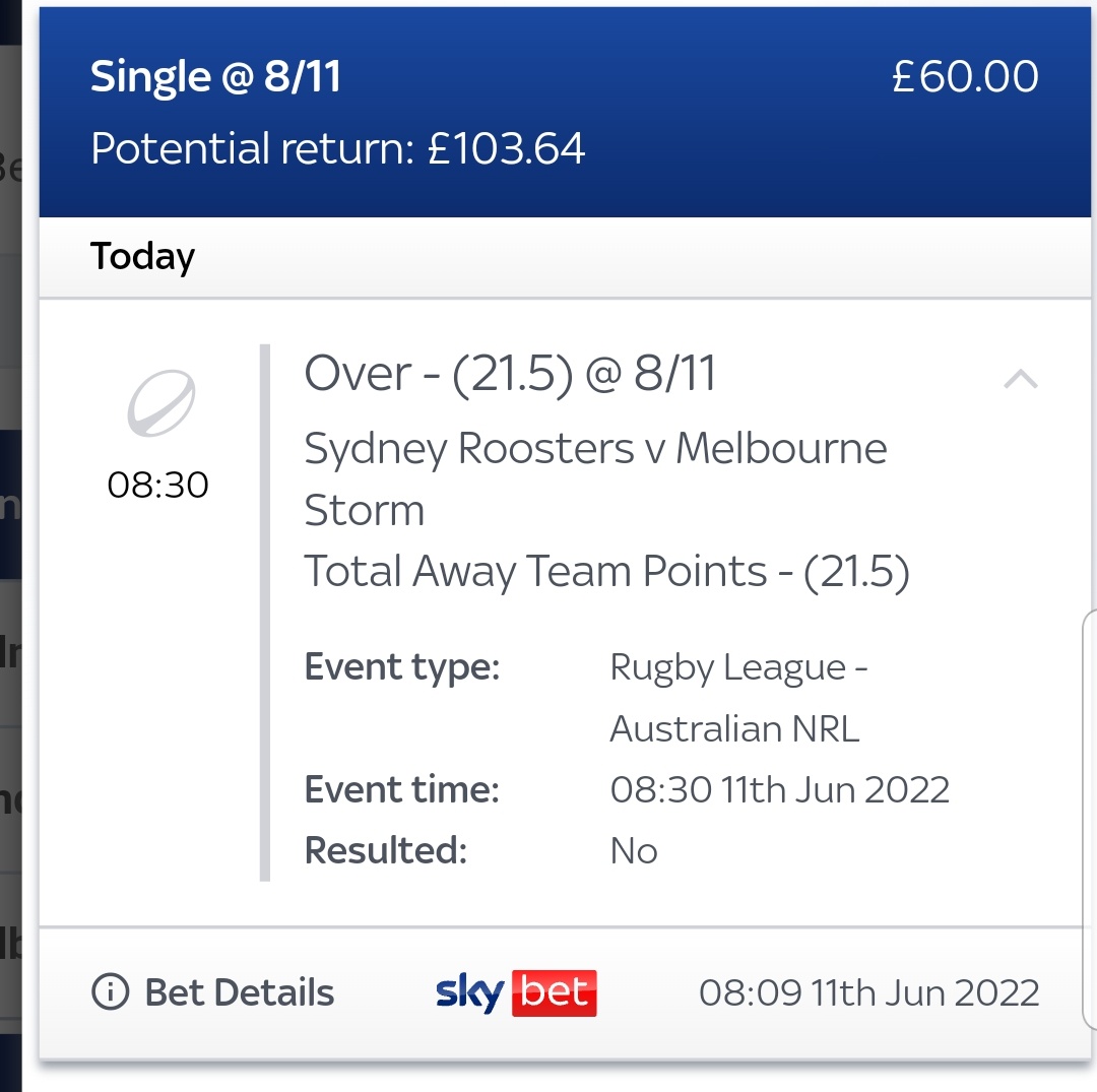 nrltips4020's tweet photo. Next up @sydneyroosters taking on the @storm in what is game of the round from me. I think it will be a tight contest. I am going with storm over 21.5 team points on this one. #TrustTheProcessEnjoyTheProcess #TTPETP #NRL #LETSGO https://t.co/U12KeGergU