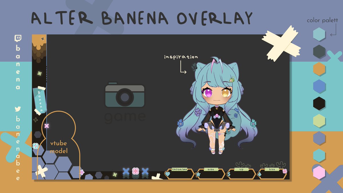BanenaBee's tweet photo. Stream Graphics ┆ Game overlay
[Inspired by the @VTubeStudio feature! It allows you to add overlay colors to your layer meshes.]

#BanenaGraphics  #VTuber #ENVtuber https://t.co/REer2EoZAh