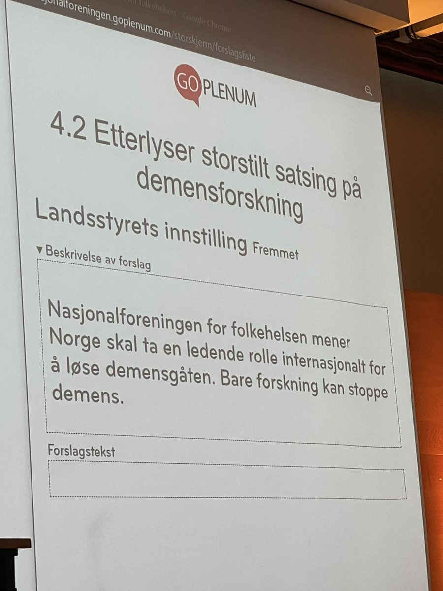Bare forskning kan stoppe demens. Norge har demensforskere i verdensklasse og en stolt tradisjon for å ta ansvar for å løse globale helseutfordringer. Vi bør derfor ta en lederrolle i arbeidet med å finne en kur mot demens, mener landsmøtet til <a href="/Nf_folkehelsen/">Nasjonalforeningen</a>