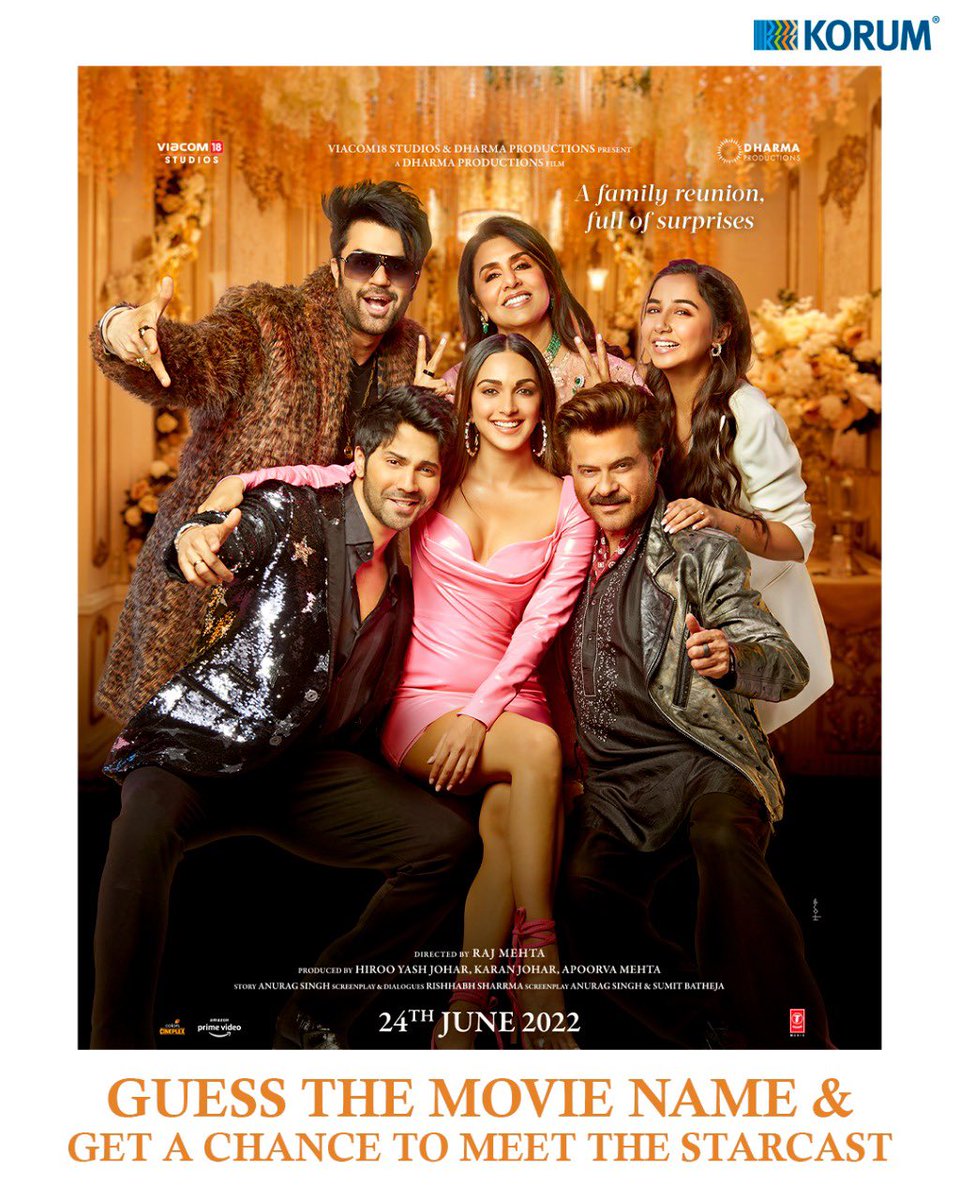 Korum Mall (@korummall) on Twitter photo contest alert!!!
Hey cinephile, this is your chance to meet the starcast of this movie, ๐๐๐๐
Just mention the Name of this Movie and tag us in comments.
<a href="/advani_kiara/">Kiara Advani</a> <a href="/Varun_dvn/">VarunDhawan</a>
#korumcalling #korum #korumMall #movie #film #cinema #movies #actor #love #films #artors contest alert!!!
Hey cinephile, this is your chance to meet the starcast of this movie, ๐๐๐๐
Just mention the Name of this Movie and tag us in comments.
<a href="/advani_kiara/">Kiara Advani</a> <a href="/Varun_dvn/">VarunDhawan</a>
#korumcalling #korum #korumMall #movie #film #cinema #movies #actor #love #films #artors