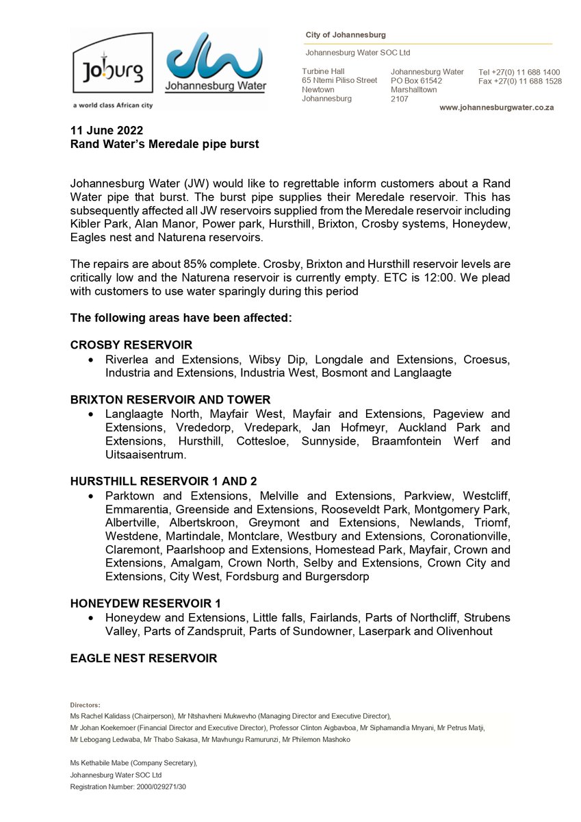 Johannesburg Water tweet media