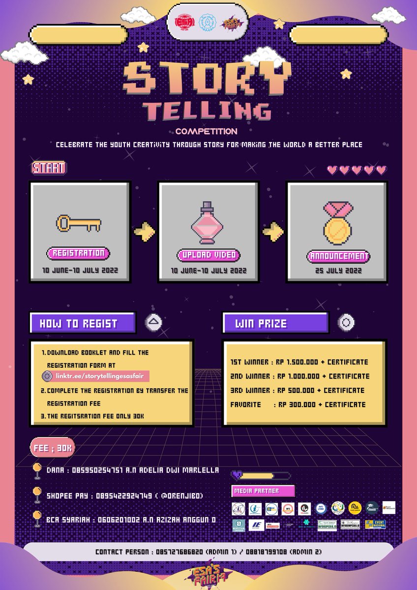 esafkipUNS's tweet photo. [STORY TELLING COMPETITION]

📝 Registration: June 10th—July 10th 2022
📥 Submission: June 10th—July 10th 2022
📢 Announcement: July, 25th 2022 https://t.co/cr2etIVNAQ