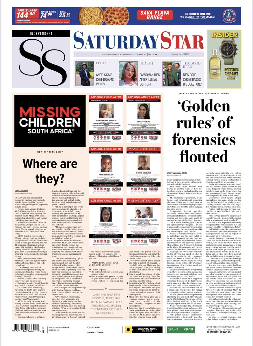 072MISSING's tweet photo. #TodaysFrontPage: Where are these children?
#MissingChildrenSA warns of rising child kidnapping, abductions and human trafficking!
Thank you @tractoroutdoor, @SaturdayStar and
✍🏽 @NormanCloete1
#ItTakesAVillage
#ChildProtection
#BeTheHero
#MCSA https://t.co/pXyZqCsSyZ