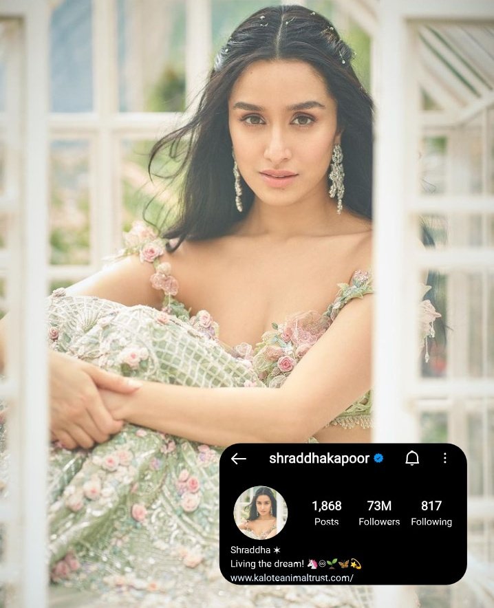 Deepakjain1827's tweet photo. Congratulations Queen @ShraddhaKapoor 😍❤️🔥 #instagram #ShraddhaKapoor #73M https://t.co/lKXmD5JLBn