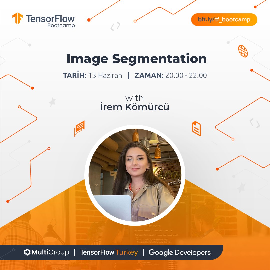 TensorFlowTurk's tweet image. TensorFlow Bootcamp’in sıradaki konuşmacısını duyurmak için çok heyecanlıyız! 🎉

ML GDE @iremkomurcu , Image Segmentation konulu eğitimi ile 13 Haziran Pazartesi günü saat 20:00’da bizlerle olacak! 💙 

🔗 youtube.com/watch?v=tUX-7K…

#TensorFlow #TensorFlowBootcamp &quot;