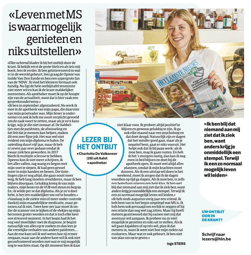 inge_stiers's tweet image. Klein verhaal, grootse dame. #levenmetms Vandaag in HLN.
