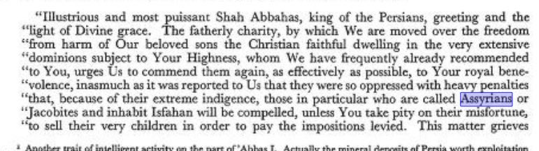 return2assyria's tweet photo. Pope Paul V’s letter to Shah Abbas I, 3rd Nov. 1612:

“Those in particular who are called Assyrians or Jacobites &amp; inhabit Isfahan will be compelled to sell their very children in order to pay the heavy tax you have imposed on them, unless You take pity on their misfortune” https://t.co/qTVi1UNYnY