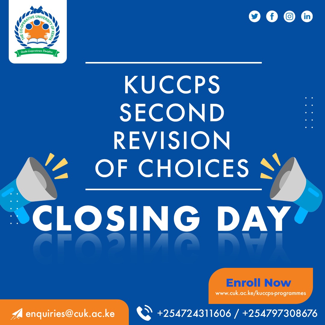 Last Minute Call!
Click on the link, on a programme's code or name for a redirect to the KUCCPS portal where you can apply for the programme of your choice. cuk.ac.ke/kuccps-program…
Tukutane CUK!
#CUKRising