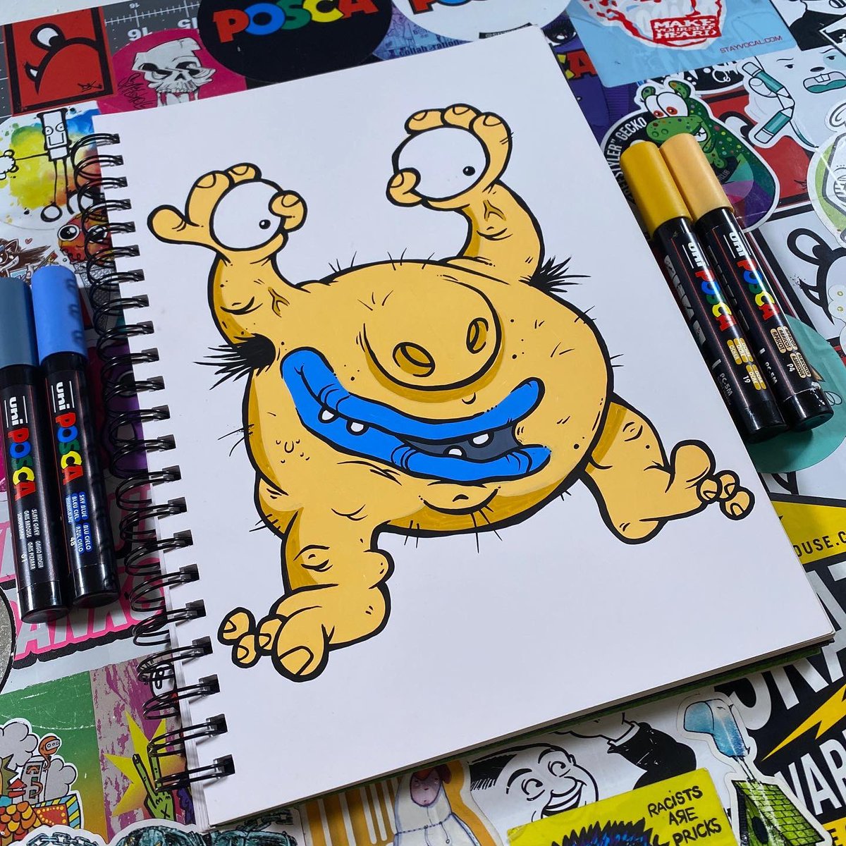 thekorpacademy's tweet photo. Posca Club is live on Zoom on Tue and Wed at 6:30. The sessions are 1 hour of easy to follow, step by step doodling resulting in a characters like these. £20pm hassle free subscription to access the Zoom links and over 150 catch up vids. #korpacademy #doodlewithkorp #poscaclub https://t.co/HCnzCCuwH5