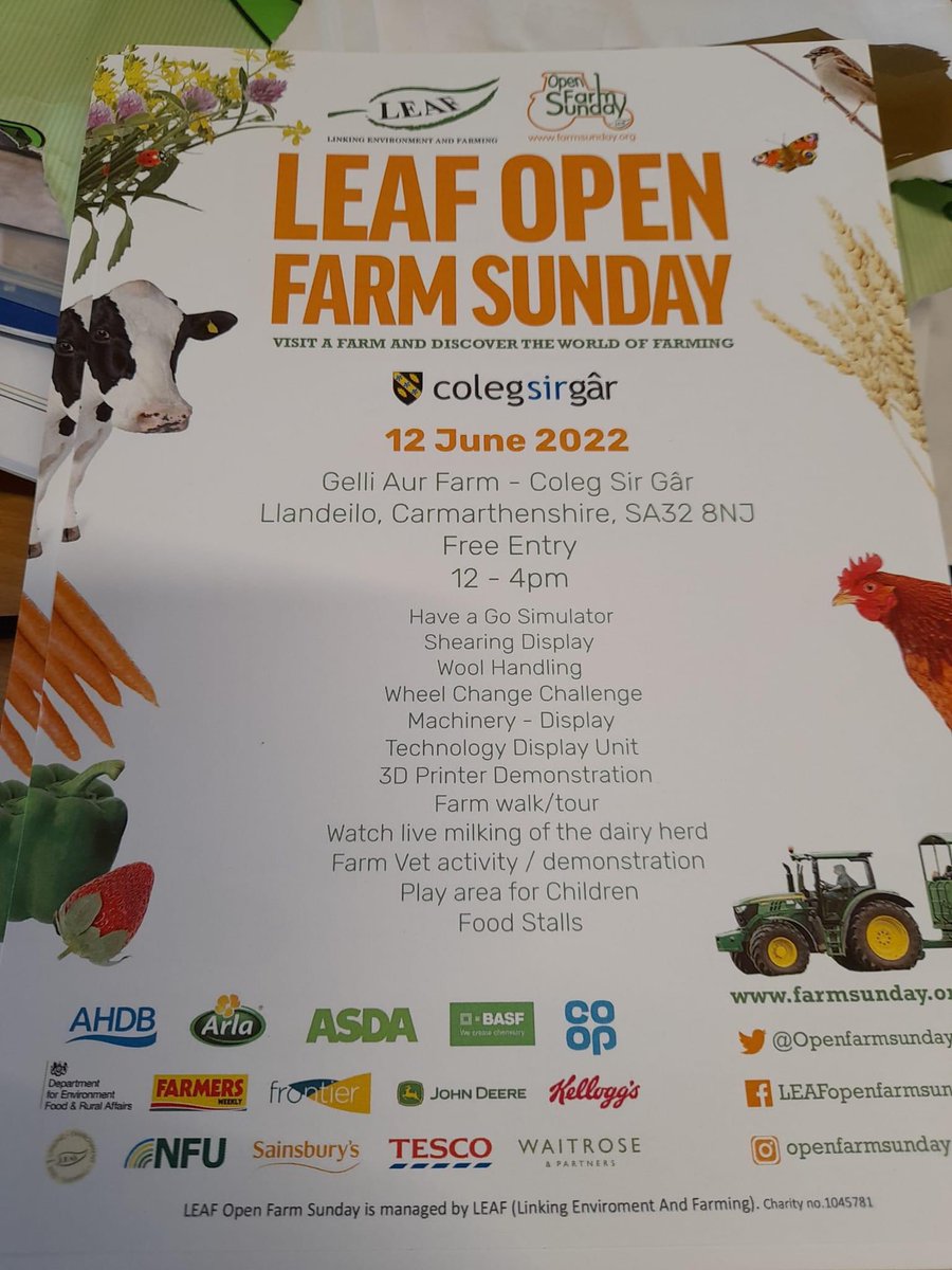 Dudd Sul Sunday ⬇️ <a href="/LEAFEdCymru/">LEAF Education Cymru</a> <a href="/OpenFarmSunday/">OpenFarmSunday</a> @ColegSirGar #GelliAur #WeAreWelshFarming