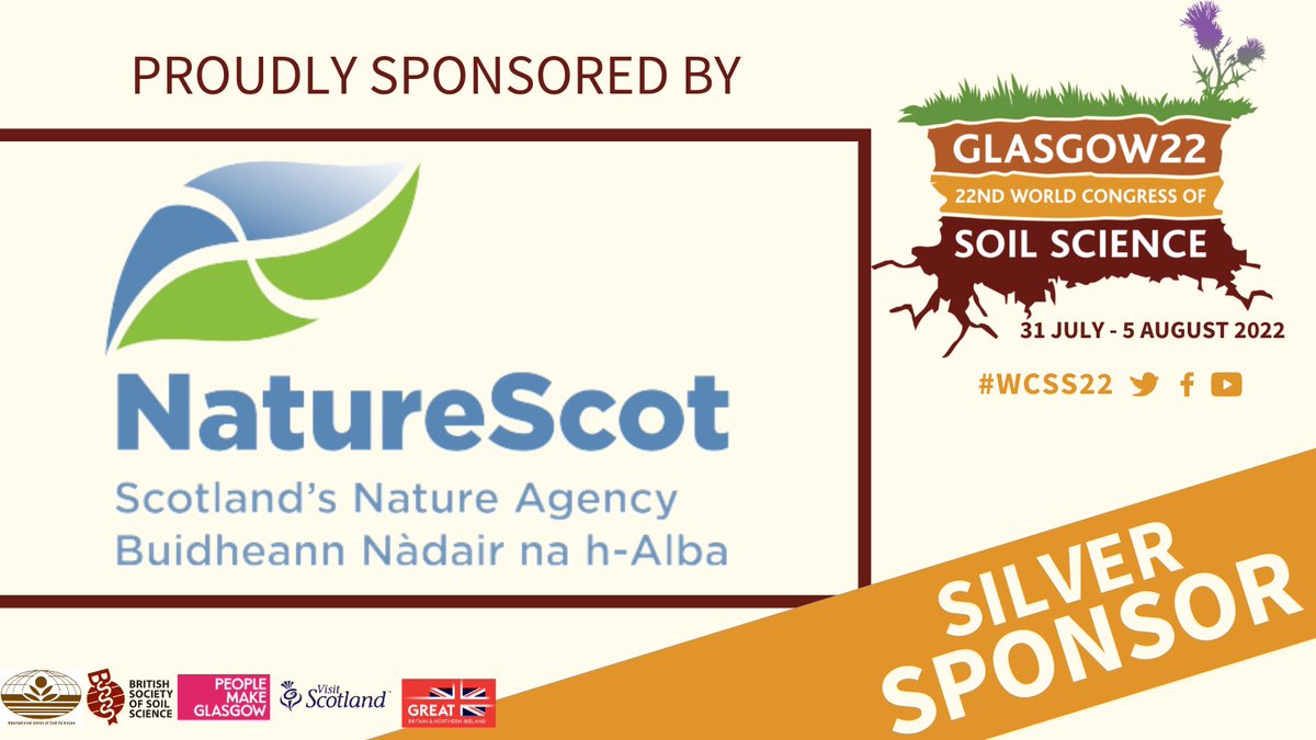 🍃 #Sponsorship Announcement! ⭐️ New stand out #Silver #Sponsors @nature_scot work to #protect and improve our natural #environment in Scotland! We are delighted to have them at #WCSS22! @IUSS_Org @Soil_Science #IUSS #BSSS