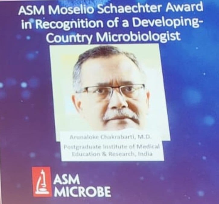 ASM Moselio Schaecter award to Dr Arunaloke Chakrabarti. He 
 makes all our Microbiology fraternity in India Proud. Ever inspiring and touching new heights. Thank you for being our mentor and teacher. <a href="/arunaloke2/">Arunaloke Chakrabart</a> <a href="/ISHAM_Mycology/">ISHAM</a> <a href="/youngisham/">The Young ISHAM</a>