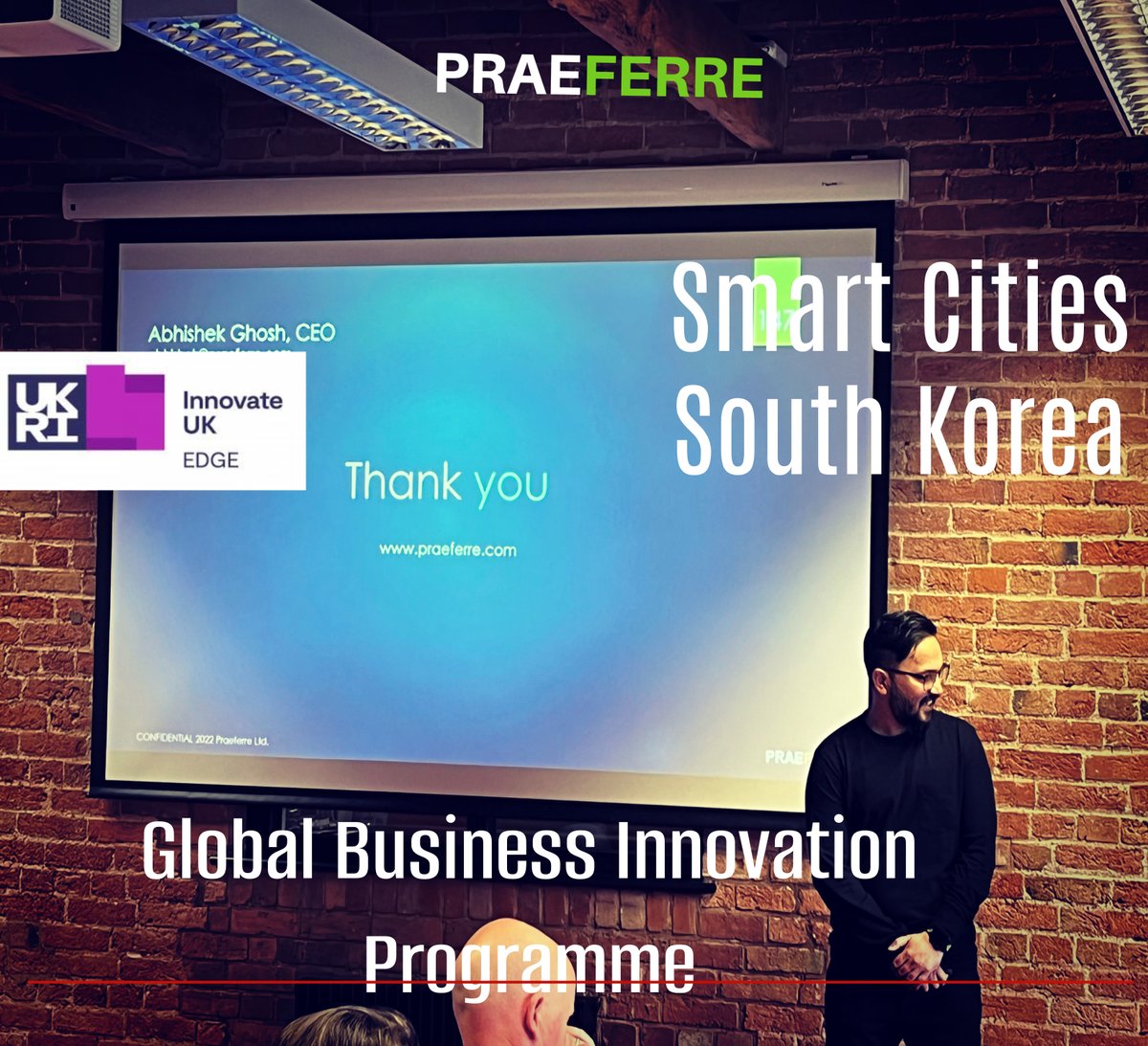 praeferre's tweet image. We are pleased to announce that we are selected by 
@weareinnovateuk for the Global Business Innovation Programme of UK-South Korea Smart City collaboration projects.

Abhishek Ghosh, CEO @praeferre pitched at the inaugural briefing event on 9th June.

#GBIP #smartcities #privacy