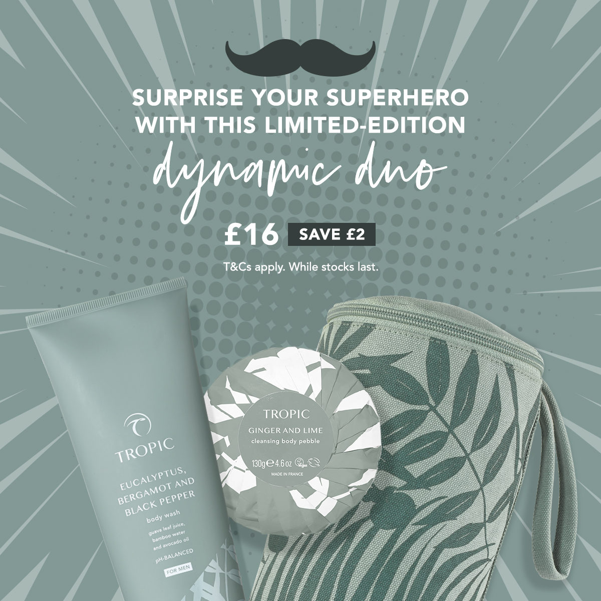 It’s time to show your superhero you care this Father's Day. This limited-edition gift set adds a little lift to every day. Complete with our signature men’s wash bag. Shop now: bit.ly/3HeQwLI Available via the Tropic website, from 7:00am 1st June, while stocks last.
