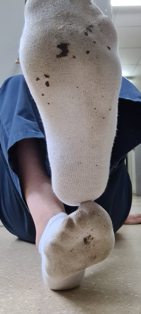 pennyfootsie's tweet photo. Hot on the ward last night! Now in bed after my nightshift! Socks are nice and sweaty. Hell be sniffing on these for days 😋 https://t.co/7NiyYyd63f