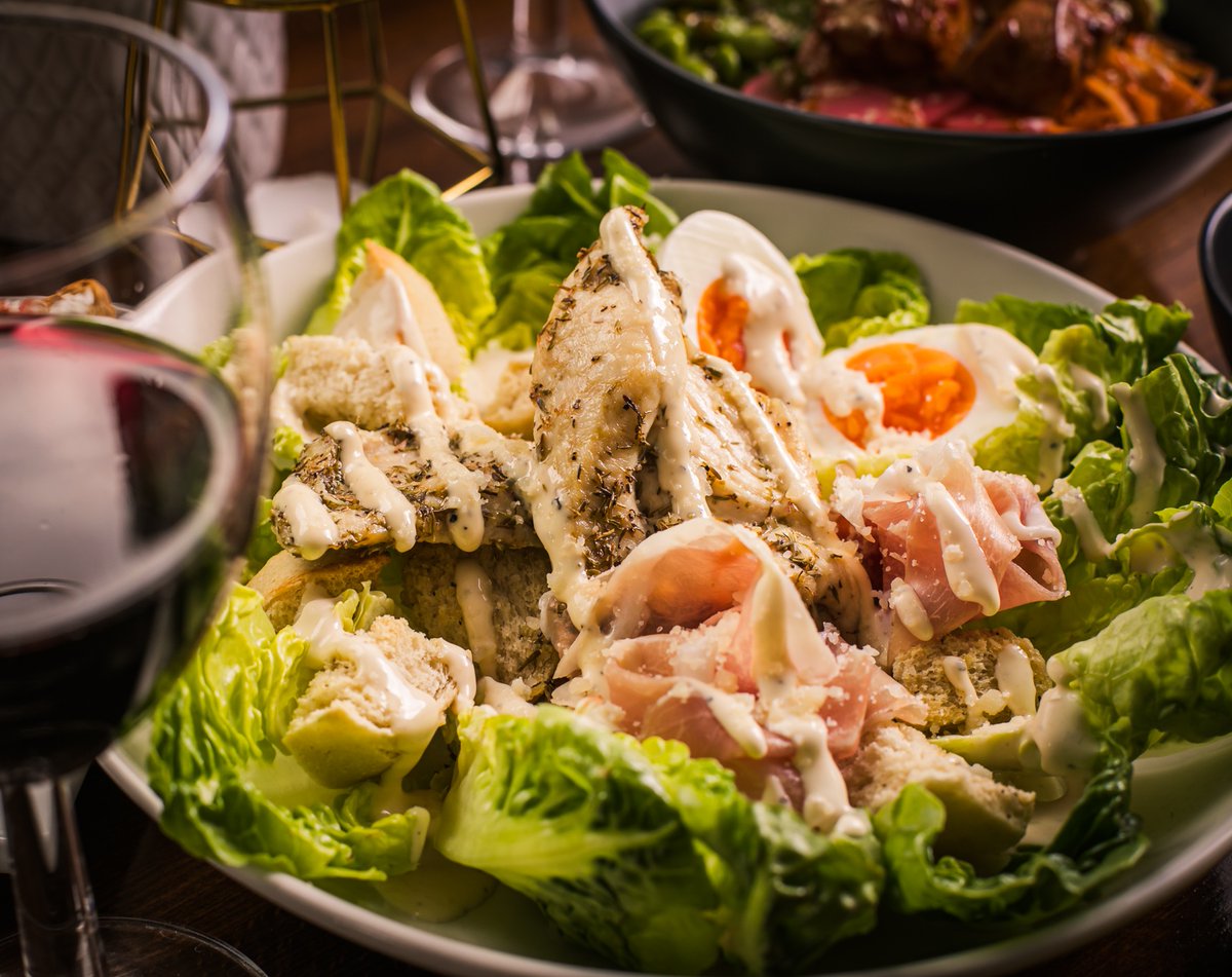 Featuring our Chicken Caesar Salad - cos Lettuce, crostini, capers, bacon, soft boiled egg, caesar dressing. Such a fresh choice on a sunny day! 😉 #greenwich #greenwichmarket #greenwichpark #london #londonlife #londonist #londonfood