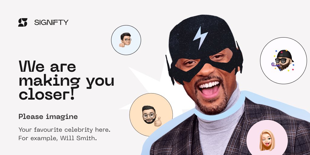 signifty_me's tweet photo. Stars are so far away from us... 💫 Alone, you can't cooperate with famous artists, actors, and musicians. But with #Signifty — everything is possible!
Don't miss out our platform launch and the first unique #NFT drops made by celebrities! 🤩
#Metaverse #Web3 #NFTs #crypto https://t.co/8wkVMb9fBQ