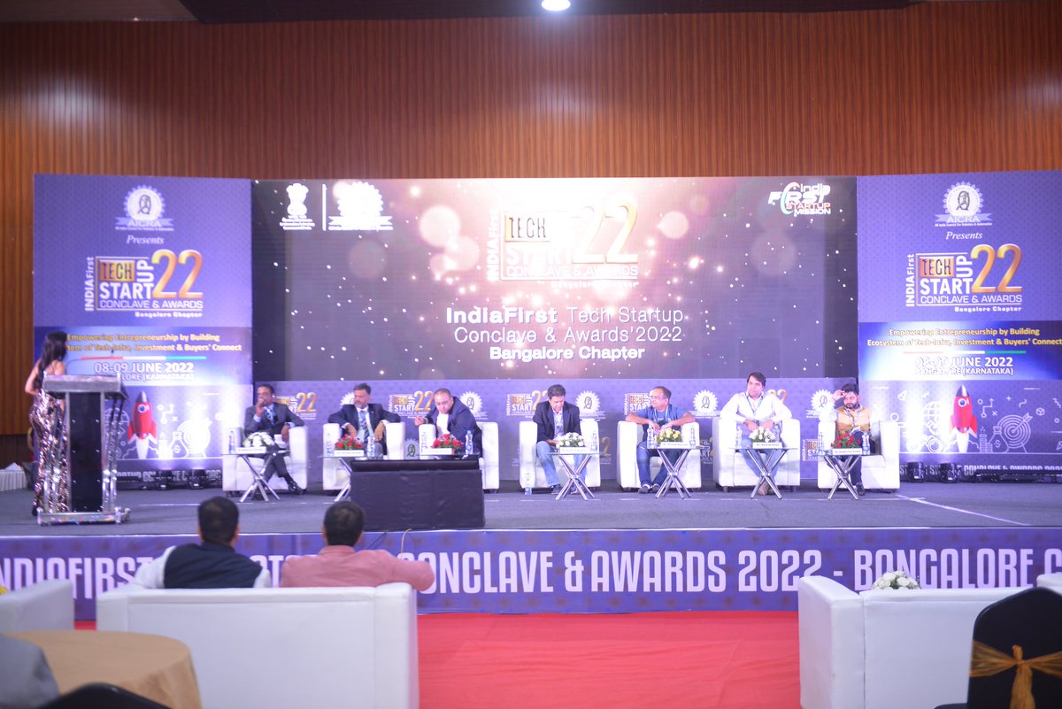AICRAINDIA's tweet photo. The India First Tech startup conclave and awards hosted a great session on the startup funding and opportunities with an expert panel of members for budding entrepreneurs and enthusiasts.#RajSharma #RajeshPathak #AshwathNarayan #AbhijithPrasannakumar #SanjuktaBadhai https://t.co/Z52dD3qJTY