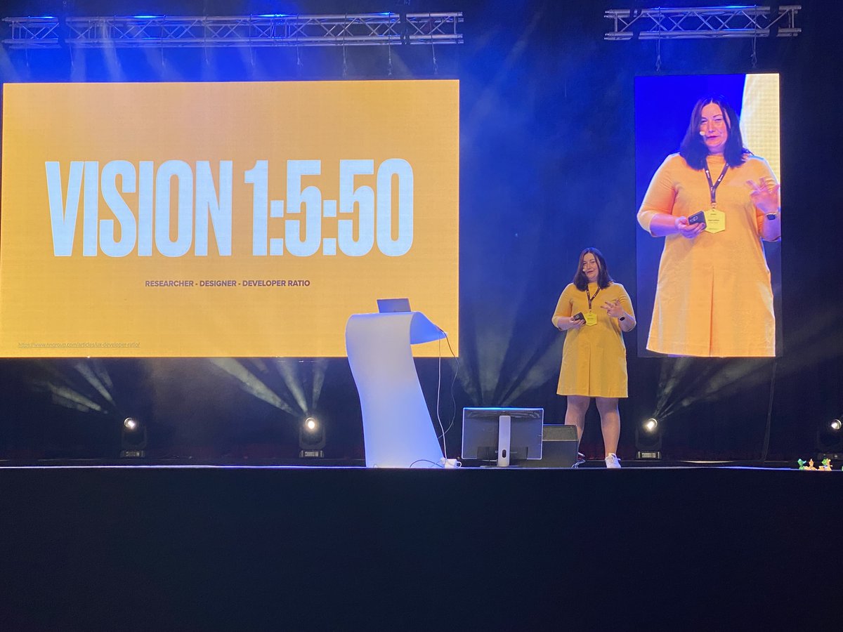 Their aim for the future was research / design / developer ratio of 1:5:50 😅 #WebExpo