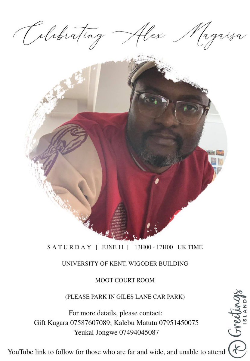 daddyhope's tweet photo. Today the Magaisa family is being joined by Zimbabweans in the UK &amp; global citizens to celebrate the life of Dr Alex Magaisa, the great public intellectual and Zimbabwean hero

You too can watch this event via this YouTube https://t.co/ser4IhX0Eb

Please RETWEET for others to see https://t.co/8mXLTkWQIz