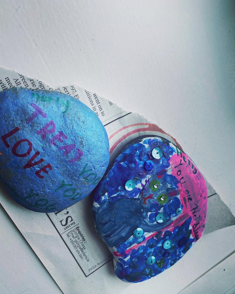 dpetns's tweet photo. A huge thank you to Martina and Vanda from our ECA Arts and Crafts Class who volunteered their time to work with James’ Fifth Class to create our own version of ‘Hidden Stones’ spreading messages of positivity!! 👏🏼
#ChangemakerDay #DPETNSchangemakers #DCUchangemaker #Creativity https://t.co/6ZUH0Vp28M