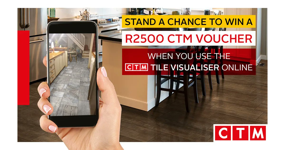 947's tweet photo. Stand a chance to WIN a R2,500 @ctmafrica voucher by creating the floors of your dreams!
Visit https://t.co/lPafKmXpQj take a photo of your kitchen & find your new kitchen floor style!
Share your before photo & new design, tag @947 & @ctmafrica use #CTMTileVisualiser! https://t.co/uwwdabWjio