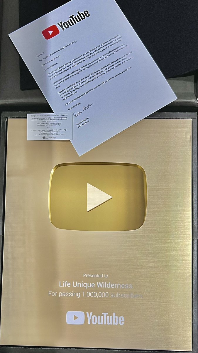 LifeWilderness's tweet photo. We are very happy when we received the Golden YouTube Award, we truly thank all the fans who have always supported us. https://t.co/M541VhskDu