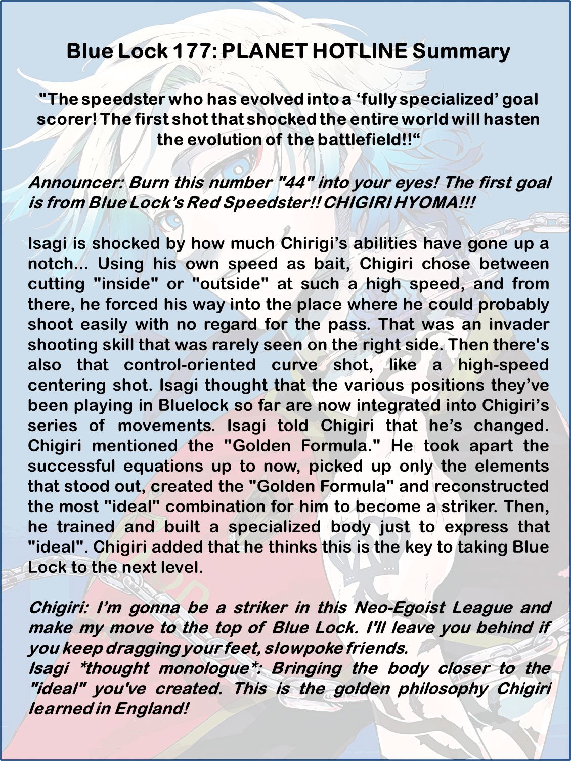 Rayuga on X: Blue Lock Chapter 237 Summary! Translations
