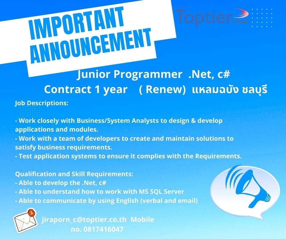 jobitcontractor's tweet image. #งานโปรแกรมเมอร์ #DotNetprogrammer