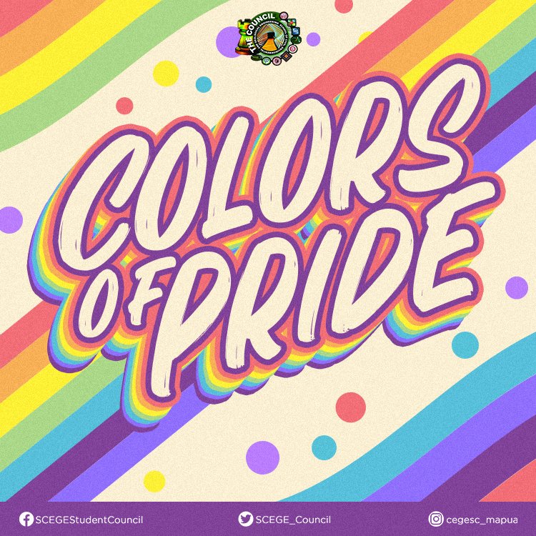 SCEGE_Council's tweet photo. BEYOND THE RAINBOW: COLORS OF PRIDE

The pride flag and its colors represent the diversity of the individuals who identify as part of the
LGBTQIA+ community.

Show off your pride by knowing your flag, and learn about the flags that represented the LGBTQA+ Community. https://t.co/8SU6BKB9Yz