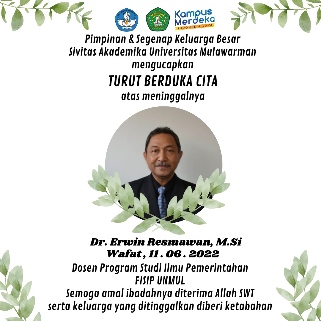 unmul's tweet photo. Innalillahi wa inna ilaihi raji'un
Pimpinan dan Segenap Sivitas Akademika Universitas Mulawarman Mengucapkan Turut Berduka Cita Atas Meninggalnya "Dr. Erwin Resmawan, M. Si" Dosen Prodi Ilmu Pemerintahan FISIP Universitas Mulawarman pada Sabtu, 11 Juni 2022. https://t.co/sUNf80o5NL