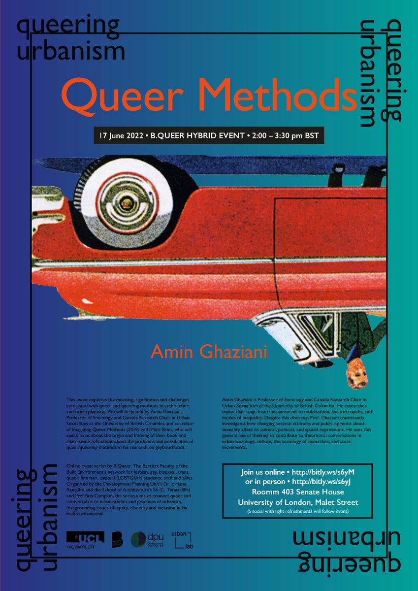 🔜QUEER METHODS Amin Ghaziani &amp; Matt Brim in conversation, hybrid event, 17/6/22 14:00 BST, Senate House <a href="/dpu_ucl/">The Bartlett Development Planning Unit (DPU)</a>  #QueeringUrbanism 🏳️‍⚧️🌈 Register: ucl.ac.uk/bartlett/archi…