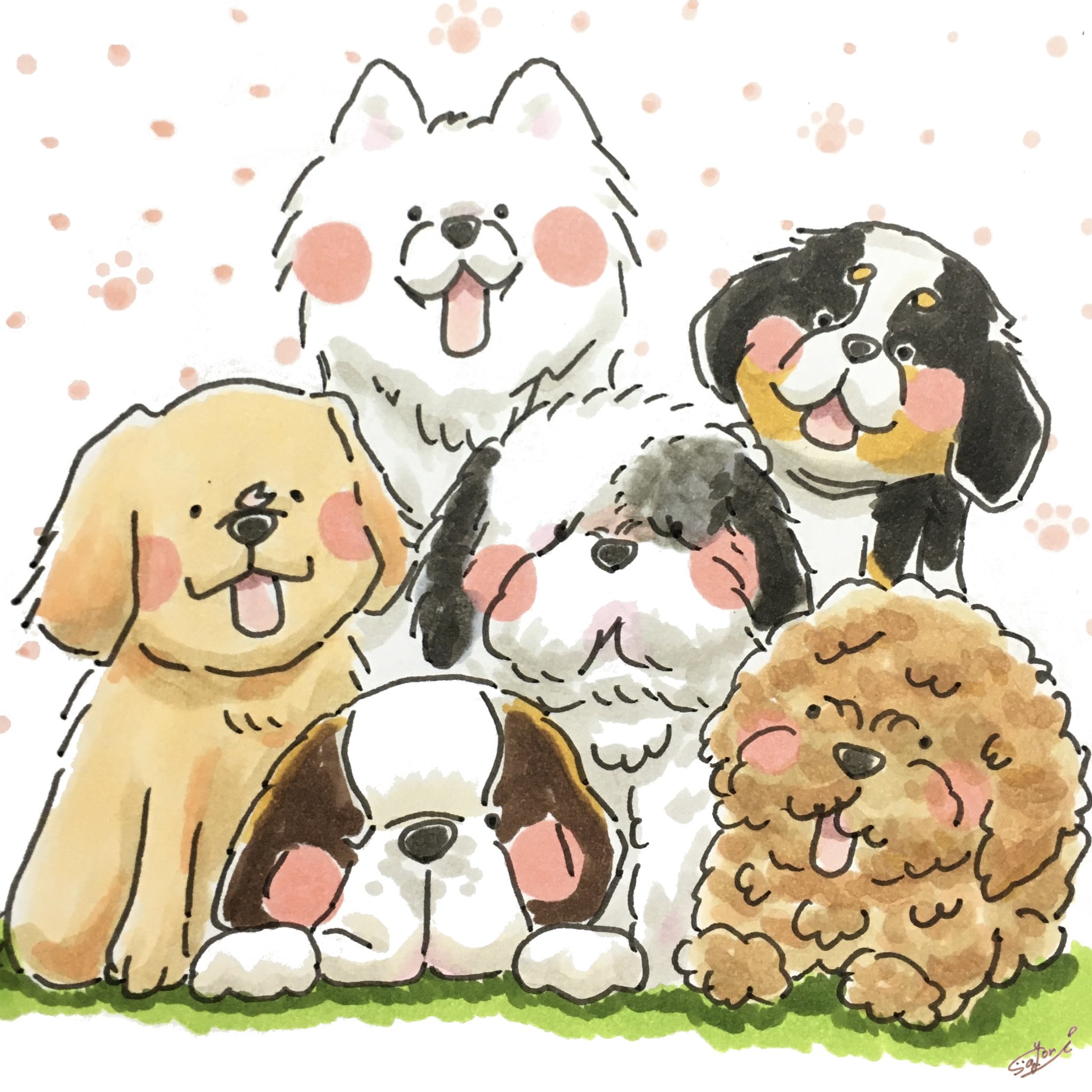 ひーさよ 22 6 11 ぐらんむーさんのわんちゃんたち また会いたいなぁ 大きくなってるんだろうなぁ サモエド オールドイングリッシュシープドッグ セントバーナード ゴールデンレトリバー ゴールデンドゥードル バーニーズマウンテンドッグ