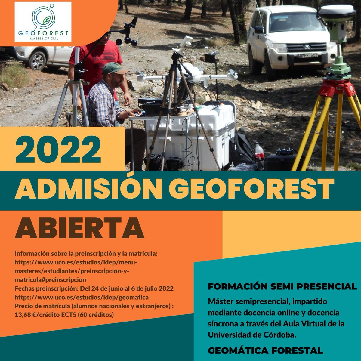🧑‍🎓👨‍🎓Estudia un Master oficial y aumenta tu empleabilidad a través de la especialización. En GEOFOREST ofrecemos la mejor especialización en geomática, teledetección y modelos aplicados al sector forestal.
Revisa nuestra malla curricular en uco.es/estudios/idep/… y te convencerás