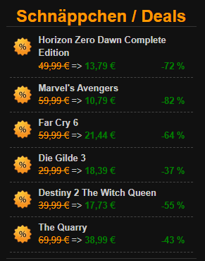 myKPVde's tweet photo. Jetzt die neuen https://t.co/2ZFs0HEsWJ #Preisvergleich #Deals checken und #sparen:
#Destiny2 #TheWitchQueen
#HorizonZeroDawn
#MarvelsAvengers
#TheQuarry
#DieGilde3
#FarCry6
👉 https://t.co/iKLWhpd7fk https://t.co/TeurHKia2x