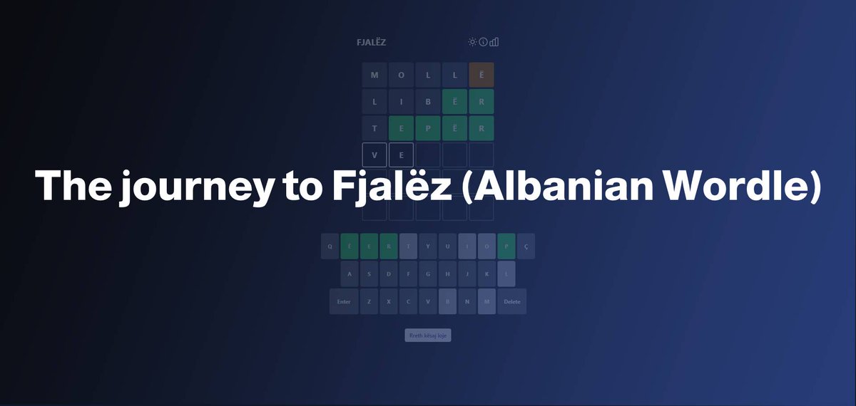 Hi everyone, I just published my first ever blog where I wrote about the journey to making Fjalëz (the Albanian Wordle) Hope you enjoy reading, and expecting your feedback. blog.metinferati.com/the-journey-to…