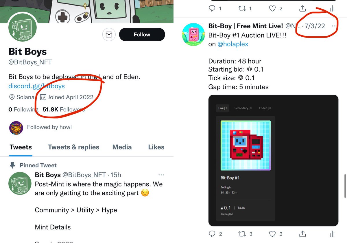 NFT_BitBoy's tweet photo. It has come to our attention that people are calling us derivatives of @BitBoys_NFT.

I have attached an image showing us having our art and auction hosted before their Twitter creation date. 🤣🤣

Anyways our Free Mint is still live! 
Mint Link : https://t.co/a9xELhmf4G https://t.co/PbQDUGmCMz