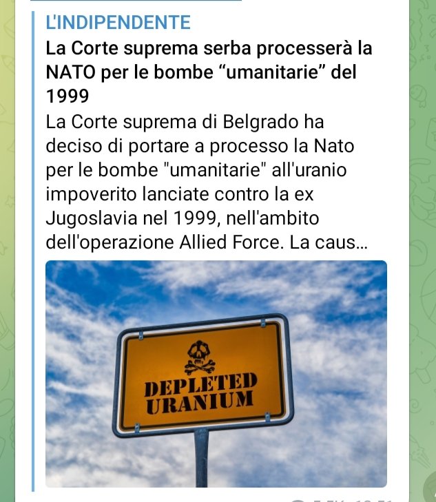 la notizia è vera. sarebbe una gran bella notizia condannare la NATO. 
NATO per UCCIDERE!