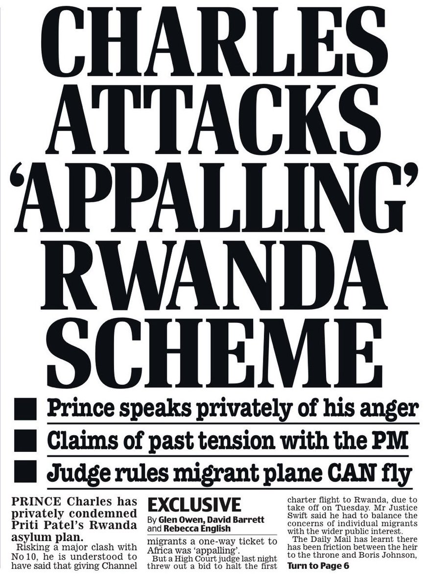 MartinDaubney's tweet image. Prince Charles owns six houses &amp;amp; takes private jets to climate change conferences where he lectures us plebs on reducing emissions 

Now he’s poked his nose into the government’s immigration policy. He’s broken the Royal pledge to stay out of politics. He isn’t fit to be King