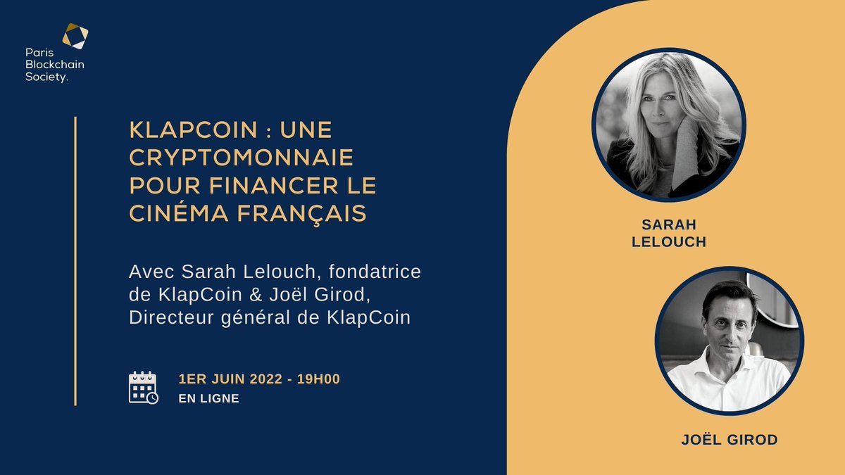 👨‍🎓<a href="/joel_girod/">GIROD Joël</a> et <a href="/sarahlelouch/">Sarah Lelouch</a> animent une masterclass pour comprendre l'usage de la #blockchain dans le financement du cinéma avec l'asso ParisBlockchainSociety! 
👉 Inscription : lnkd.in/eUVZJfY9
📅 Le 1er juin à 19h00, en ligne
#klapcoin #web3 #Cryptos #Cinema